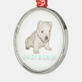 Ornement Rond Argenté J'Aime Mon Petit Chien Blanc - Chien De Chien West (Gauche)