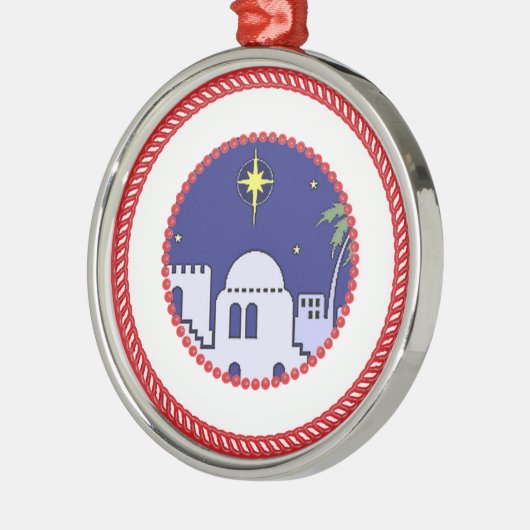 Ornement Rond Argenté Jesse Tree Bethlehem #1 (Gauche)