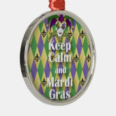 Ornement Rond Argenté Jester Mask Keep Calm and Mardi Gras (Droite)