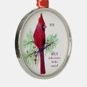 Ornement Rond Argenté JESUS est la raison de la saison Cardinal Dated (Droite)