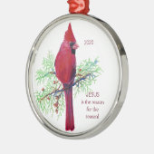 Ornement Rond Argenté JESUS est la raison de la saison Cardinal Dated (Gauche)