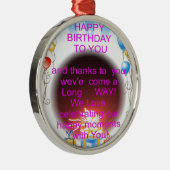 Ornement Rond Argenté Joyeux anniversaire pour vous (Droite)