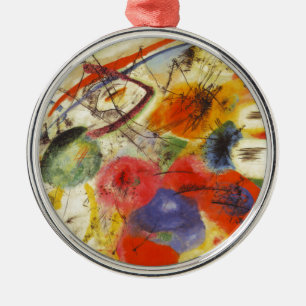 Ornement Rond Argenté Kandinsky Noir frappe la peinture Abstraite