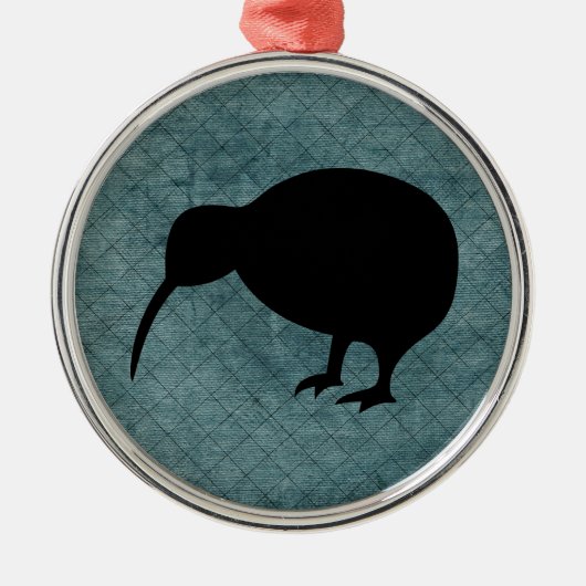 Ornement Rond Argenté Kiwi (Devant)