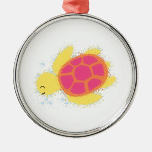 Ornement Rond Argenté La jolie tortue de mer