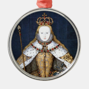 Ornement Rond Argenté La Reine Elizabeth I : Couronnement