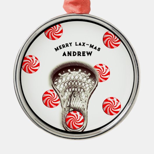 Ornement Rond Argenté Lacrosse Collectif (Devant)