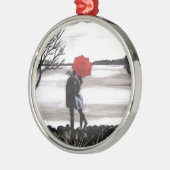 Ornement Rond Argenté L'amour est dans l'air (Gauche)