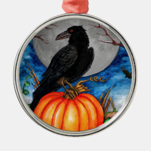 Ornement Rond Argenté Le Corbeau