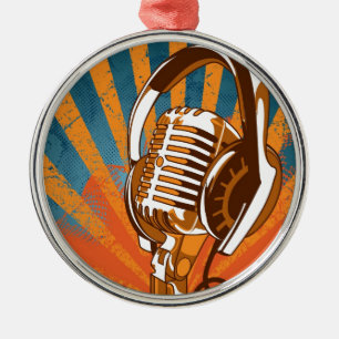 Ornement Rond Argenté Le microphone parlant