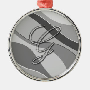 Ornement Rond Argenté Lettre en verre élégante G de monogramme