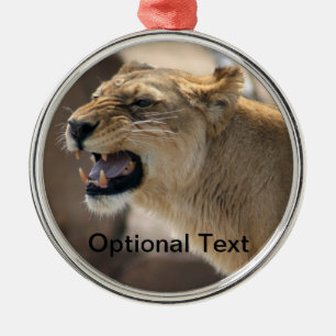 Ornement Rond Argenté Lionne - Reine de la Jungle
