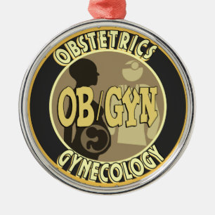 ORNEMENT ROND ARGENTÉ LOGO DU MÉDECIN FÉMININ BADGE OB/GYN