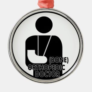 ORNEMENT ROND ARGENTÉ LOGO DU MÉDECIN ORTHOPÉDIQUE (OS)