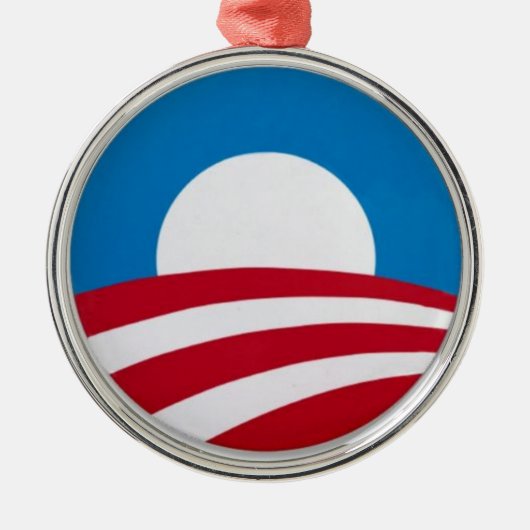 Ornement Rond Argenté Logo officiel de campagne d'Obama (Devant)