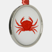 Ornement Rond Argenté Logo rouge de crabe de Dungeness (Droite)