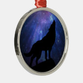 Ornement Rond Argenté Loup Céleste (Droite)