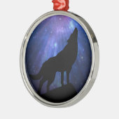 Ornement Rond Argenté Loup Céleste (Gauche)