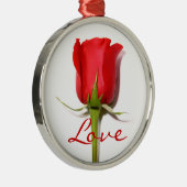 Ornement Rond Argenté Love Red Rose Ornament (Droite)