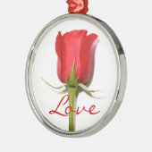 Ornement Rond Argenté Love Red Rose Ornament (Gauche)