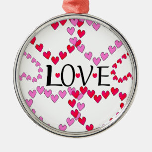 Ornement Rond Argenté LOVE ROUGE ROSE DE Tiny Hearts