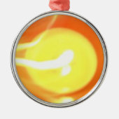 Ornement Rond Argenté Lumière de flamme jaune orange, Art (Devant)