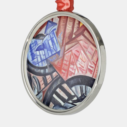 Ornement Rond Argenté L'usine et le pont (Gauche)