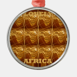 Ornement Rond Argenté Magnifique carte africaine Imprimer Design doré