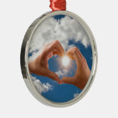 Ornement Rond Argenté Mains d'amour (Droite)