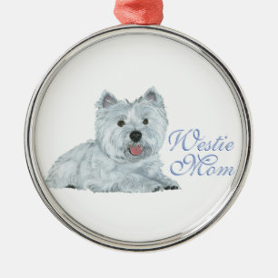 Ornement Rond Argenté Maman Westie