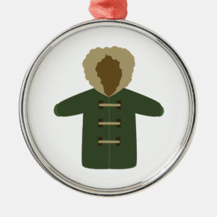 Ornement Rond Argenté Manteau d'hiver