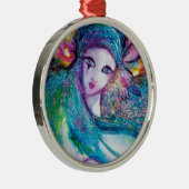 ORNEMENT ROND ARGENTÉ MASQUE EN BLEU (Droite)