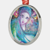 ORNEMENT ROND ARGENTÉ MASQUE EN BLEU (Gauche)