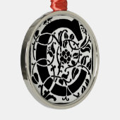 Ornement Rond Argenté Monogramme C initial. Nom floral Motif Customisé (Droite)