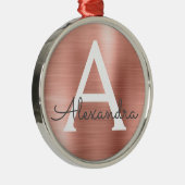 Ornement Rond Argenté Monogramme métallique rose Rose Rose (Droite)