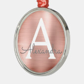 Ornement Rond Argenté Monogramme métallique rose Rose Rose (Gauche)