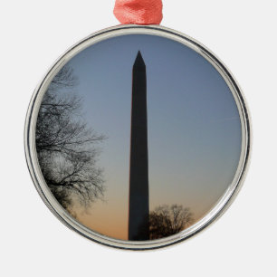 Ornement Rond Argenté Monument Washington au coucher du soleil à DC