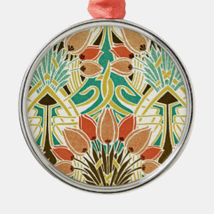 Ornement Rond Argenté Motif Art Nouveau #11