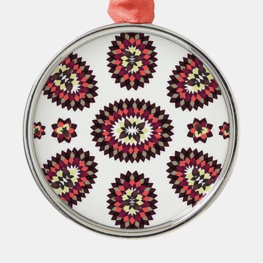 Ornement Rond Argenté Motif de fleurs Mandala (Devant)