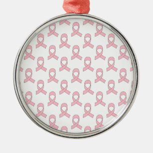 Ornement Rond Argenté Motif de ruban rose