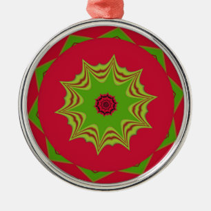 Ornement Rond Argenté motif ethnique d'Afrique rouge