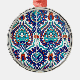 Ornement Rond Argenté Motif turc de conception florale de tabouret