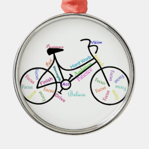 Ornement Rond Argenté Motivational Words for Biking vélo Sports Fans