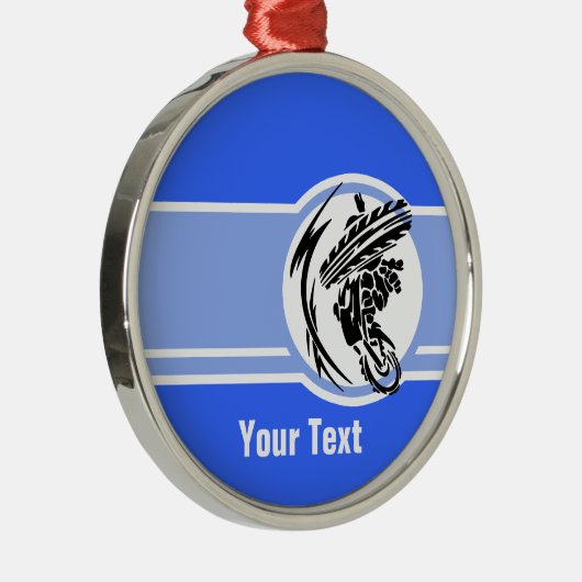 Ornement Rond Argenté Motocross bleu ; Vélo de saleté (Droite)