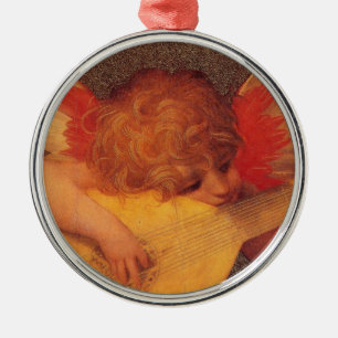 Ornement Rond Argenté Musicien angélique