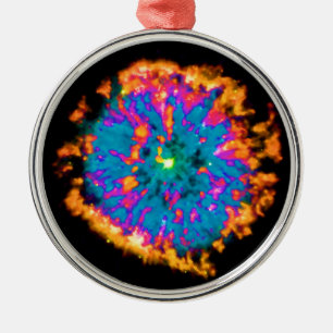 Ornement Rond Argenté Nébuleuse planétaire NGC 6751 Pop Art Psychédéliqu