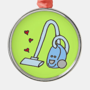 Ornement Rond Argenté Nettoyeur de vide avec coeur