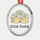 Ornement Rond Argenté Nice Buns Cinnamon Roll Funny Dessin de dessin ani (Gauche)