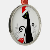 Ornement Rond Argenté Noël moderne Kitty (Droite)