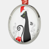 Ornement Rond Argenté Noël moderne Kitty (Gauche)